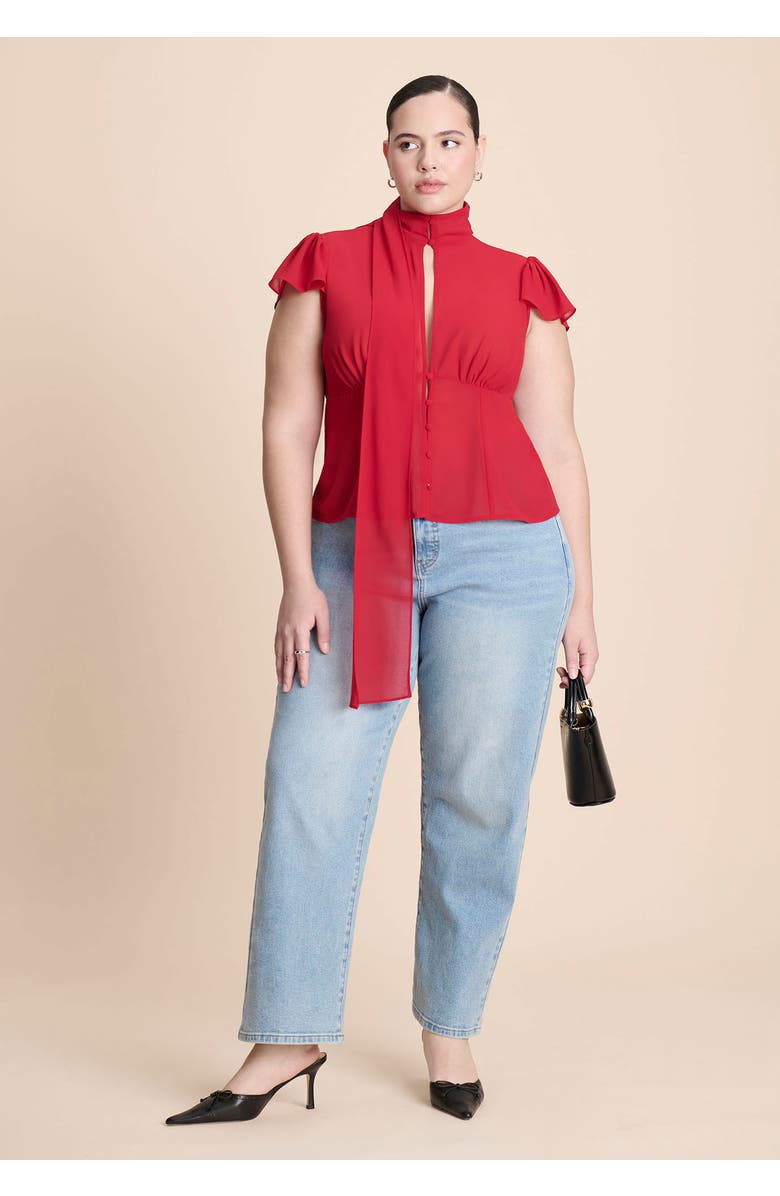 ELOQUII Heart Pocket Naomi Straight Leg Jean, Alternate, color, Light Wash