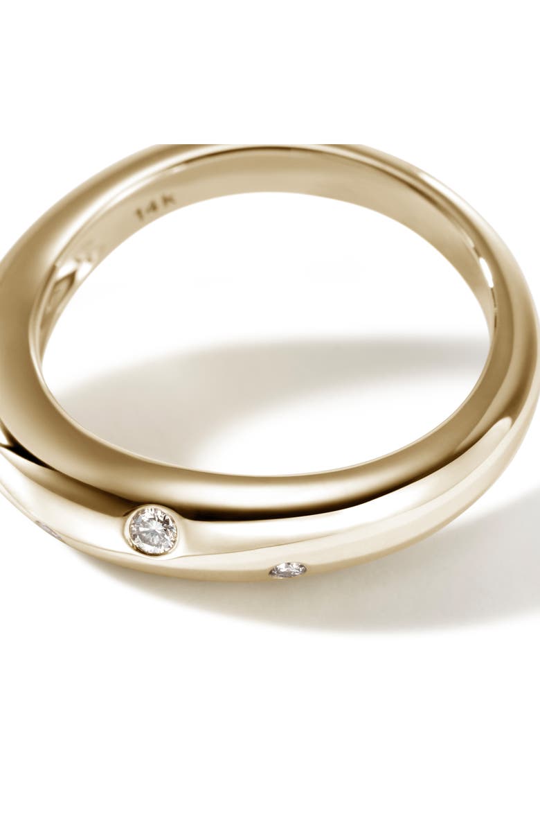 John Hardy Surf 14K Gold Scattered Diamond Ring, 3.8mm, Alternate, color, Gold