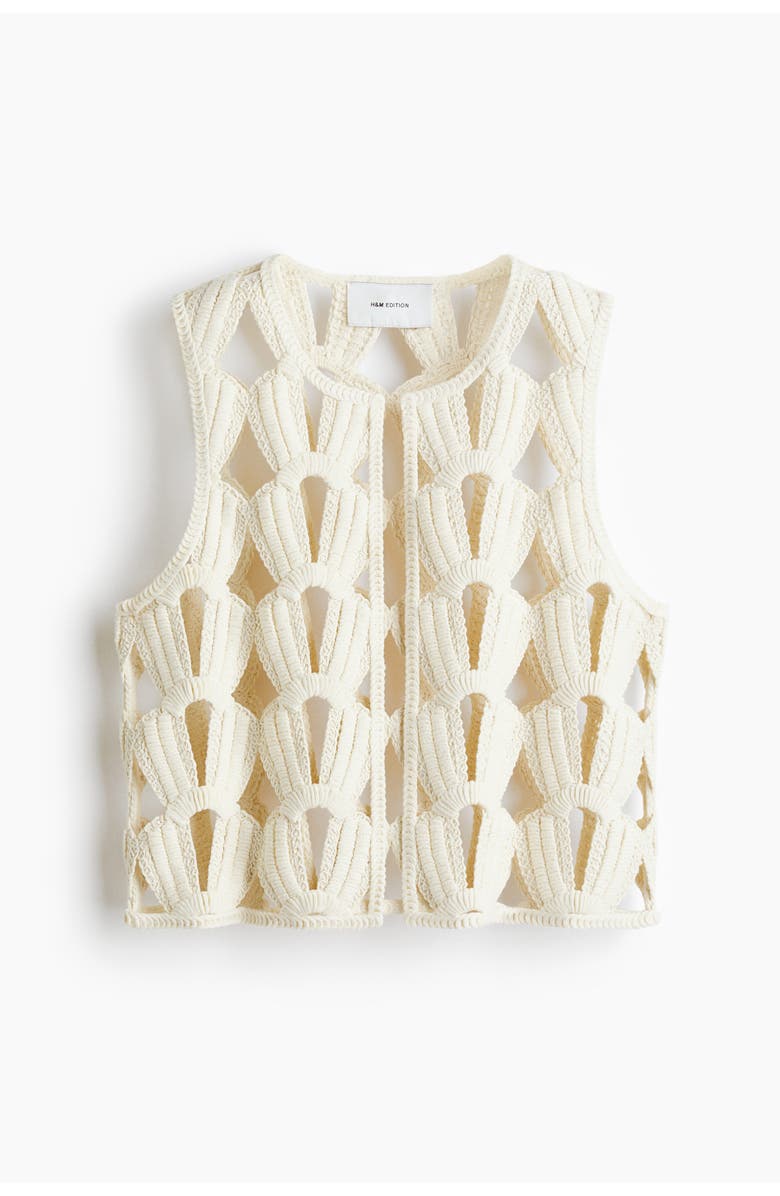 H&M Crochet-look vest, Alternate, color, Cream