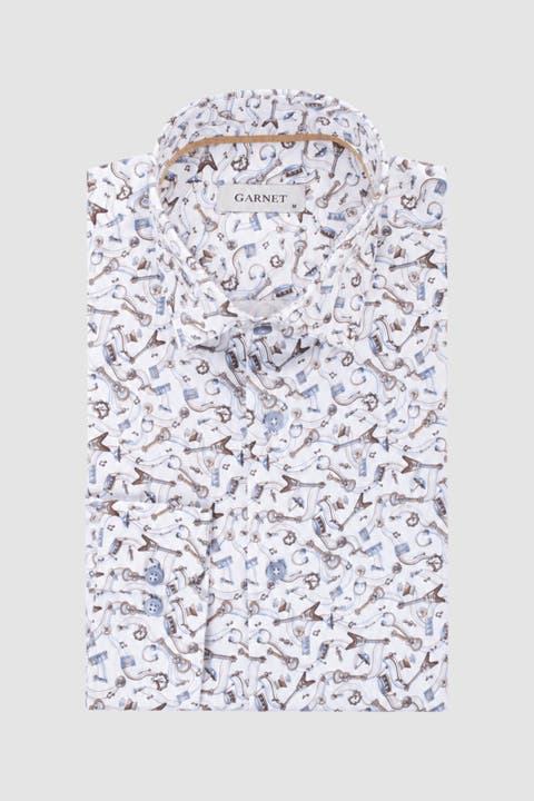 Men's Regular-fit Geometric Print Long-sleeve Shirt