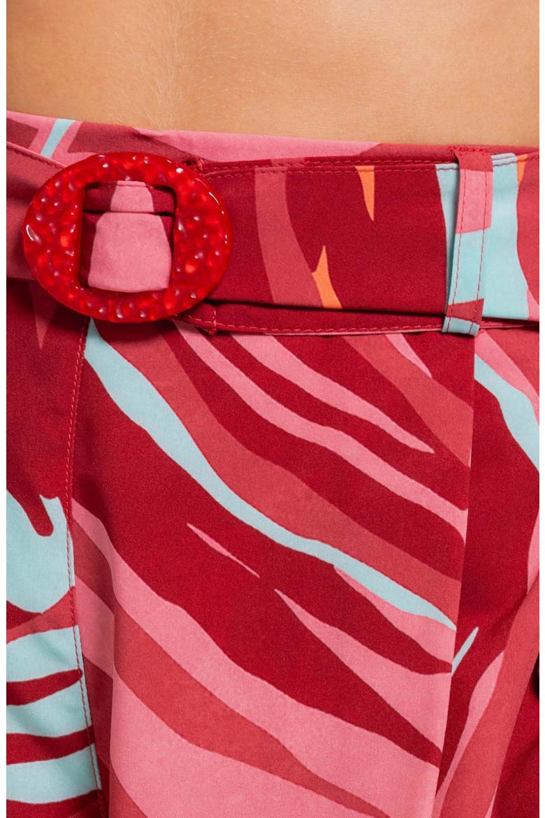 Tropical Print Belted Cover-Up Shorts, Alternate, color, PINK MULTI