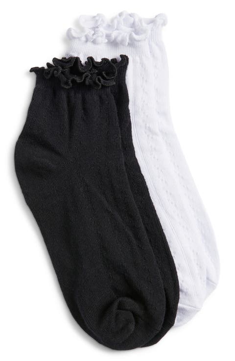 Assorted 2-Pack Ruffle Trim Ladder Knit Socks