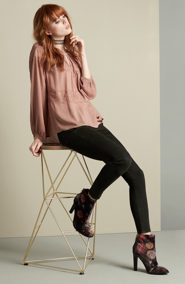 All in Favor Lace Detail Peasant Blouse, Alternate, color, 