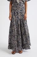 Veronica Beard Heatheralyn Paisley Tiered Cotton Skirt