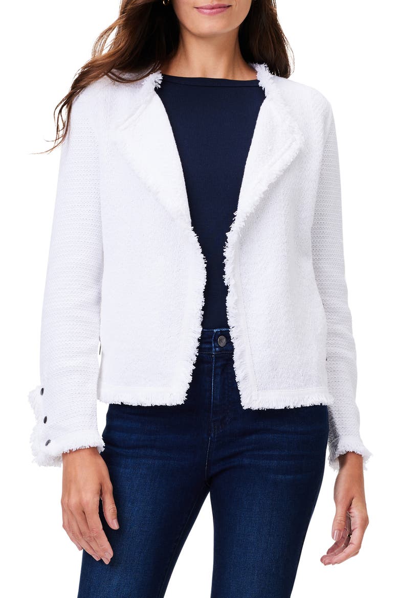 Fringe Mix Knit Jacket, Main, color, PAPER WHITE