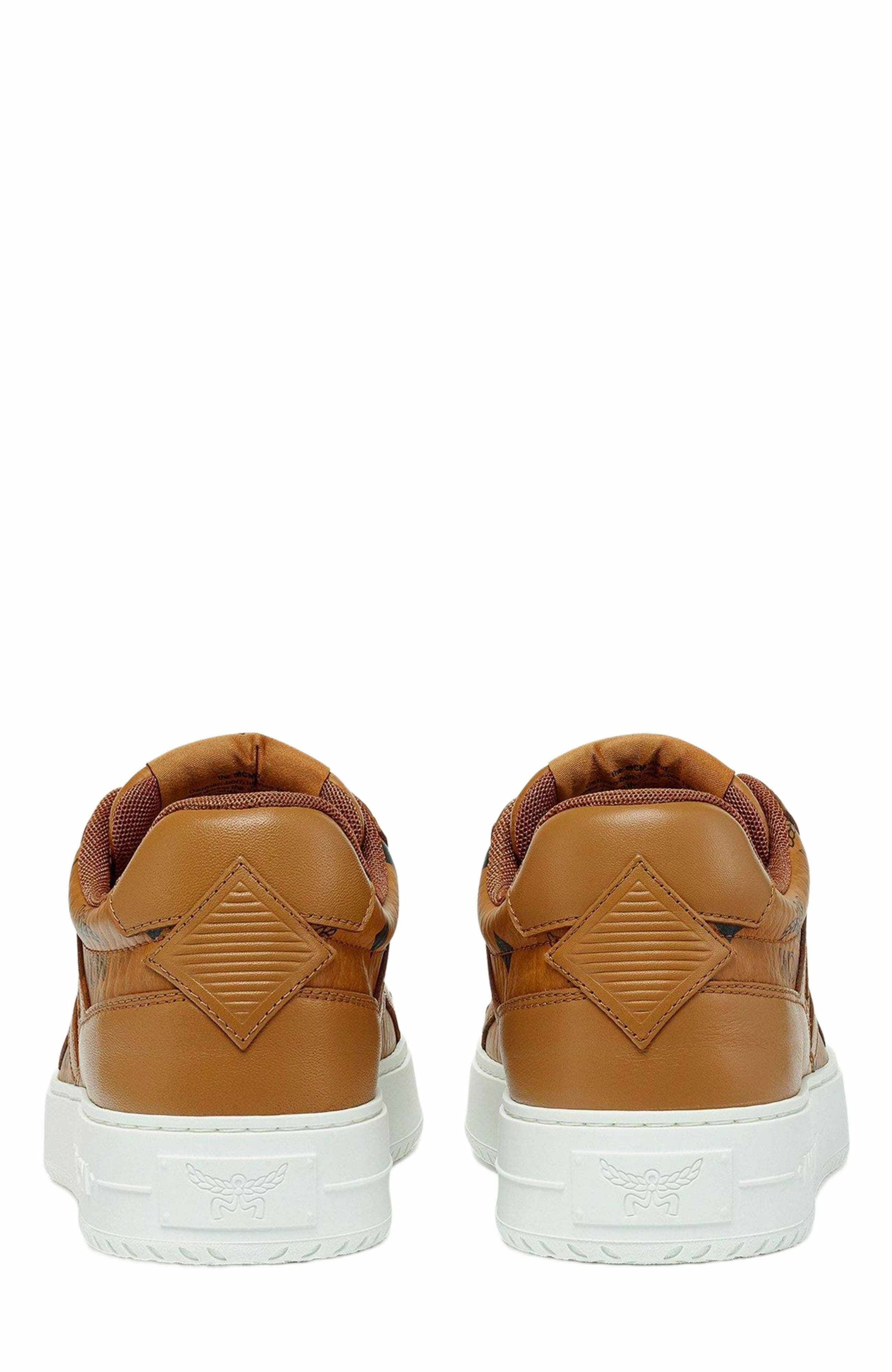 MCM Neo Terrain Lo Sneakers in Visetos, Alternate, color, Cognac