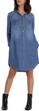 Wash Lab Denim Amanda Long Sleeve Denim Shirtdress