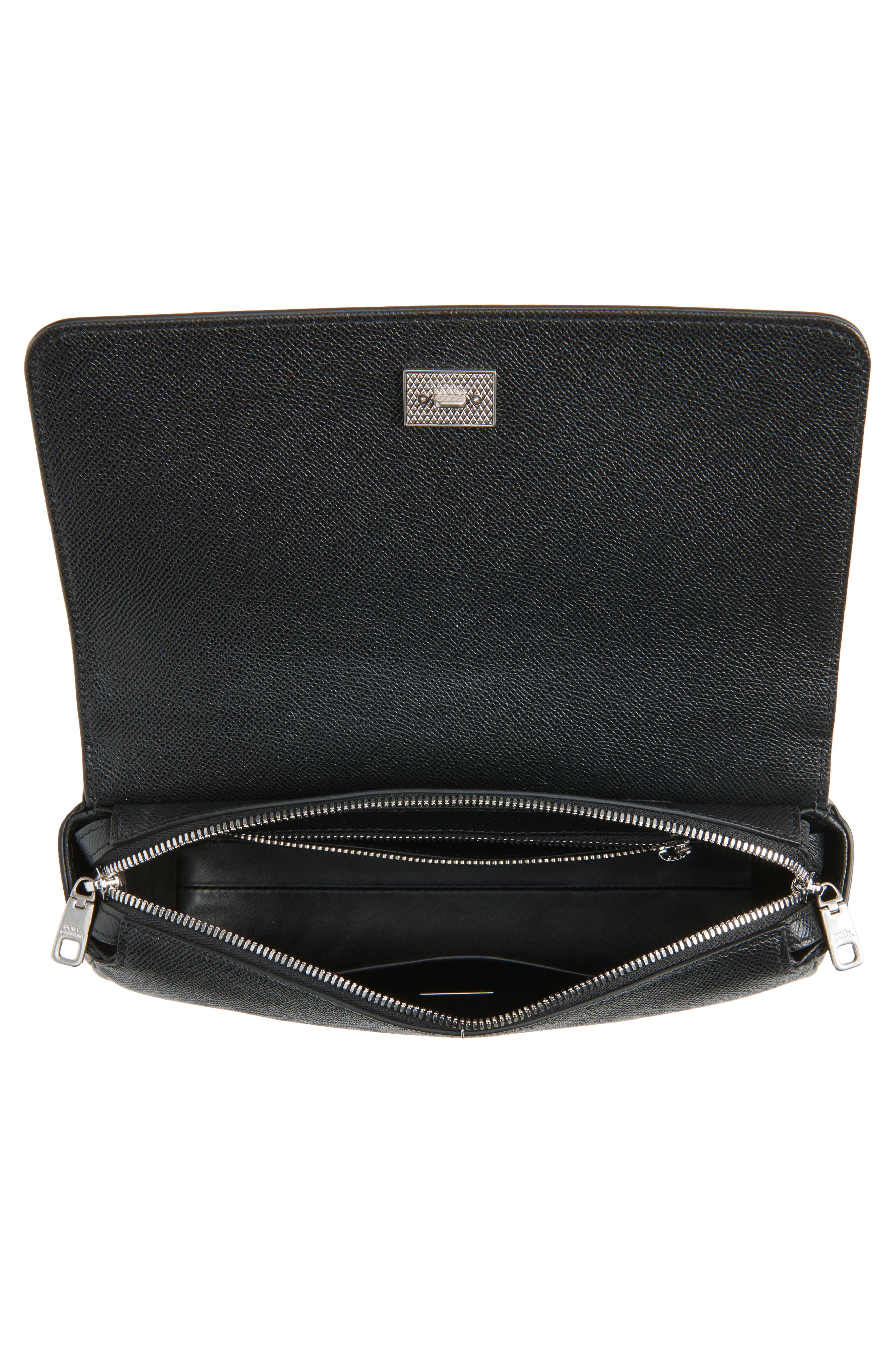 Dolce&Gabbana My Sicily Grained Leather Top Handle Bag, Alternate, color, 80999 Nero