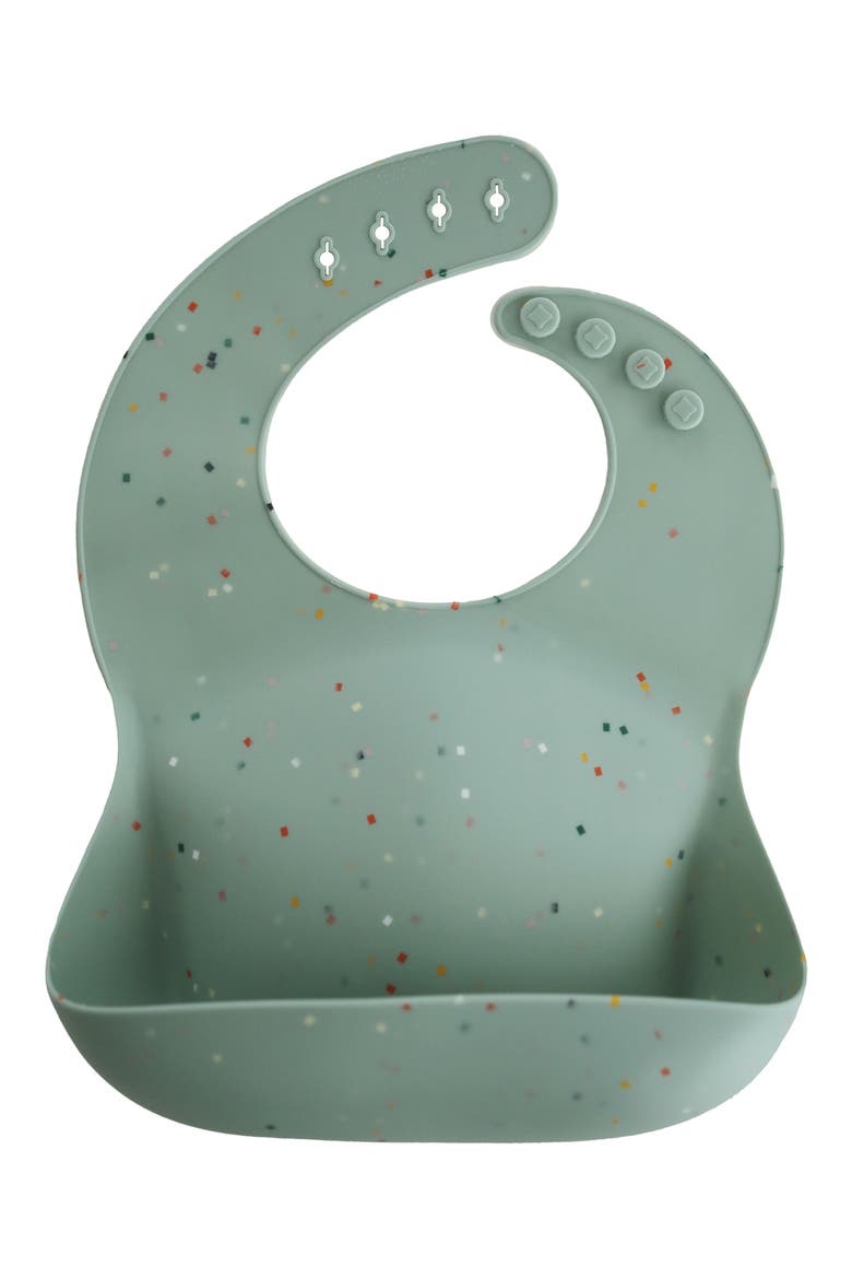 Confetti Silicone Bib, Main, color, CAMBRIDGE GREEN