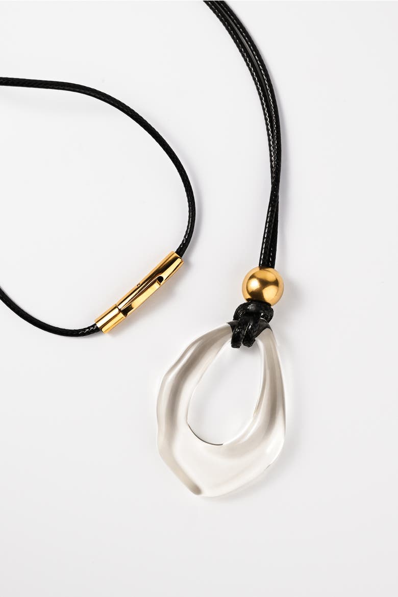 See Through Sphere Cord Necklace, Alternate, color, Gold