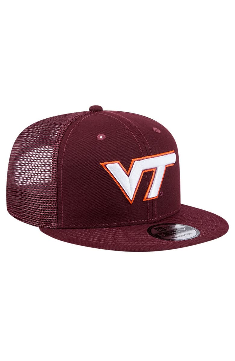 New Era Men's New Era Maroon Virginia Tech Hokies 9FIFTY Trucker Snapback Hat, Alternate, color, 