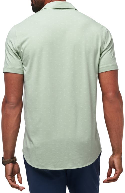 Travismathew Set A Course Geo Print Knit Short Sleeve Button-up Shirt In Jadeite