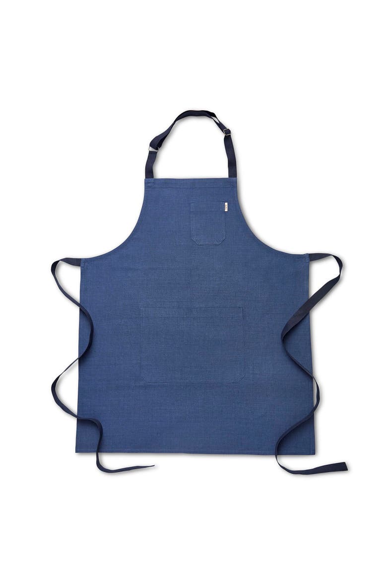 Classic Linen Bib Apron for Men & Women with Front Pockets, Main, color, Blue / Navy
