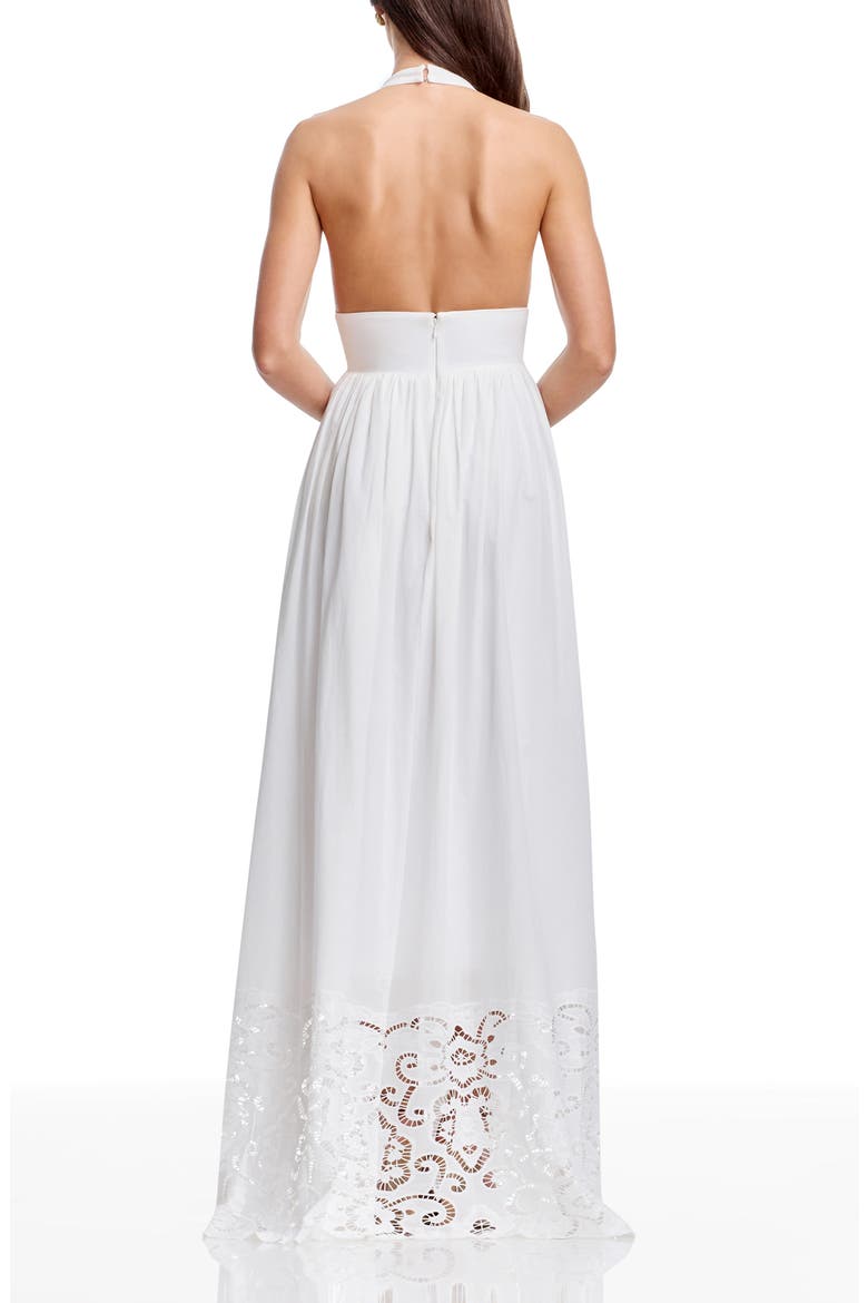 Nessie Cutwork Detail Cotton Halter Gown, Alternate, color, WHITE