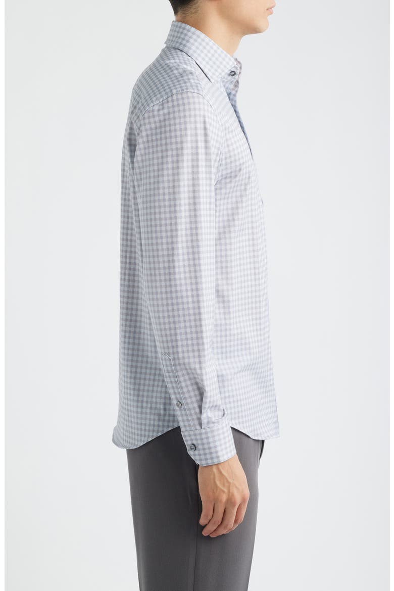 Devon OoohCotton® Gingham Check Button-Up Shirt, Alternate, color, PLATINUM