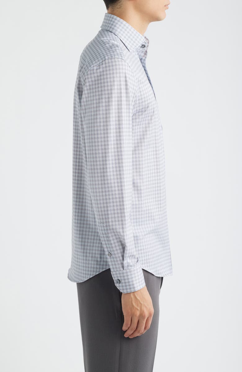 Bugatchi Devon OoohCotton<sup>®</sup> Gingham Check Button-Up Shirt, Alternate, color, Platinum