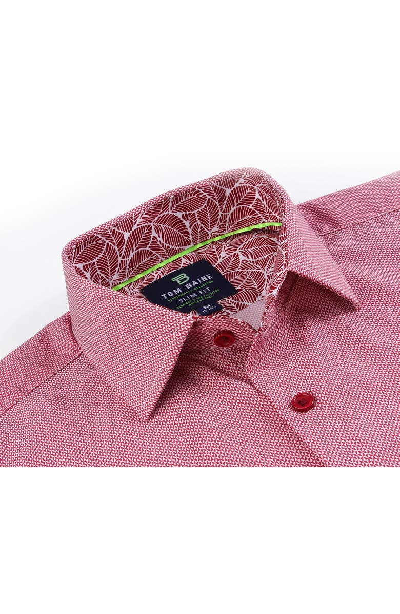 TOM BAINE Regular Fit Performance Stretch Long Sleeve Button Front Shirt, Alternate, color, White/Red