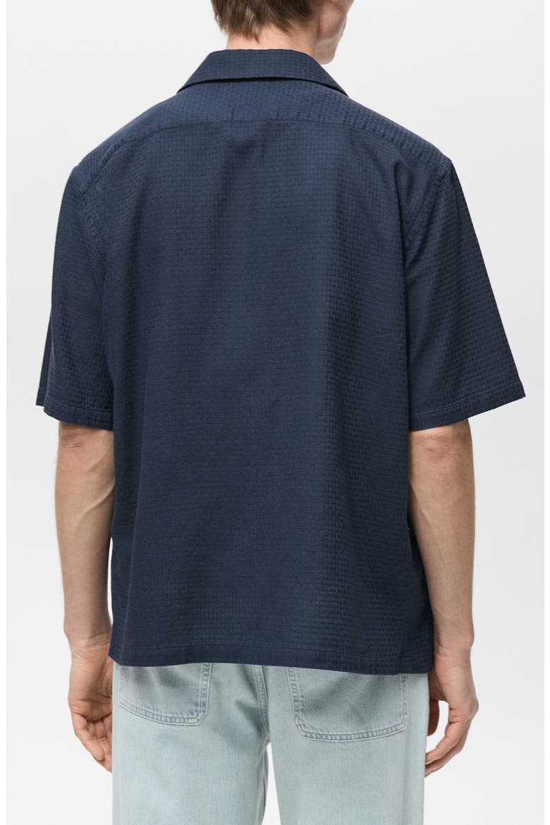 Textured Cotton Bowling Shirt, Alternate, color, DARK NAVY