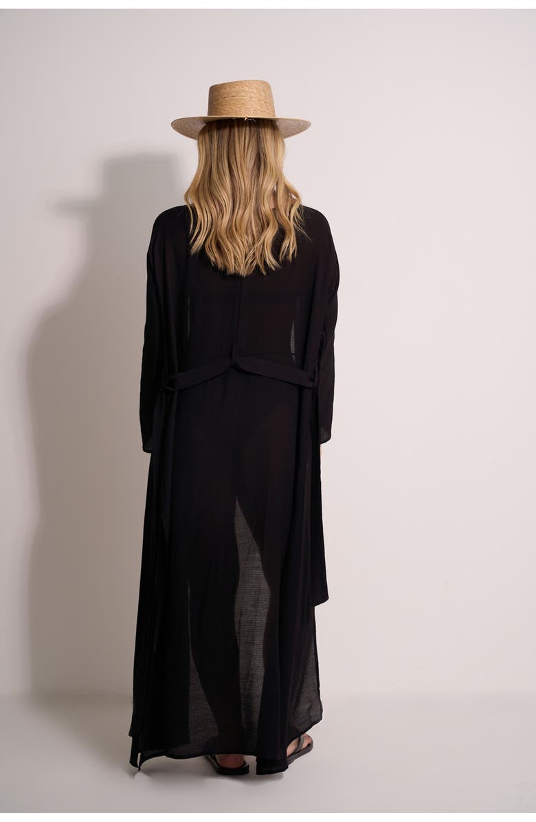 Gottex Beach Life Classic Midi Cover-Up Robe, Alternate, color, Black