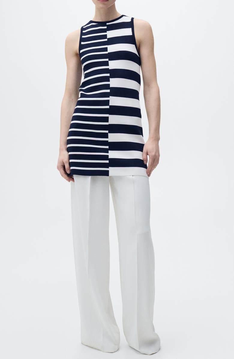 MANGO Mixed Stripe Sweater Dress, Main, color, Dark Navy