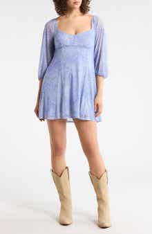 Abound Puff Sleeve Mesh Minidress