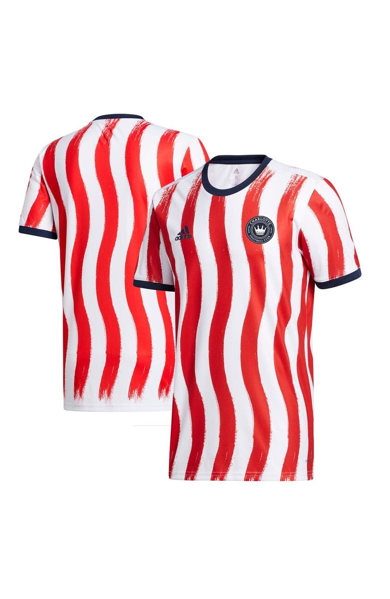 adidas Men's adidas White/Red Charlotte FC 2021 Americana Pre-Match AEROREADY Top, Main, color, 