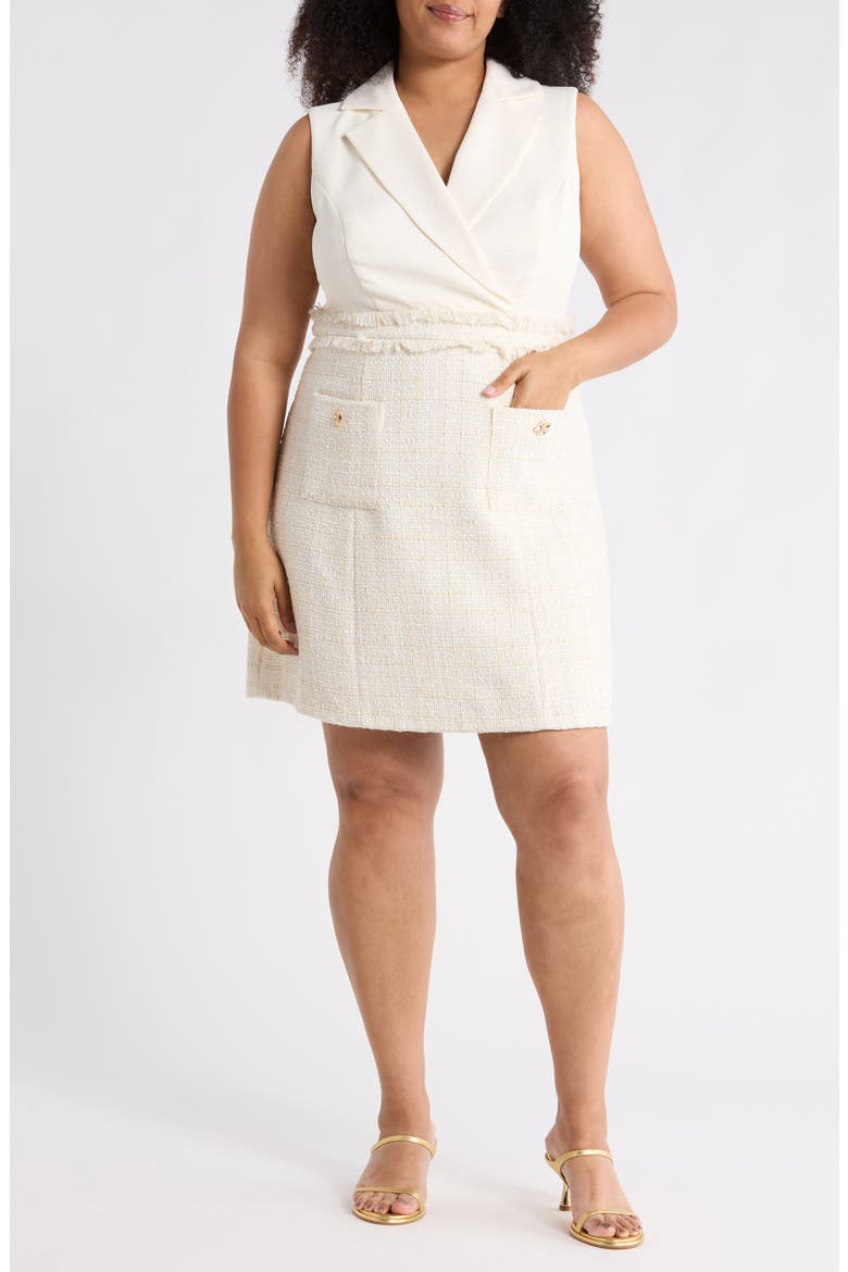 Sleeveless Twofer Sheath Dress, Main, color, IVORY