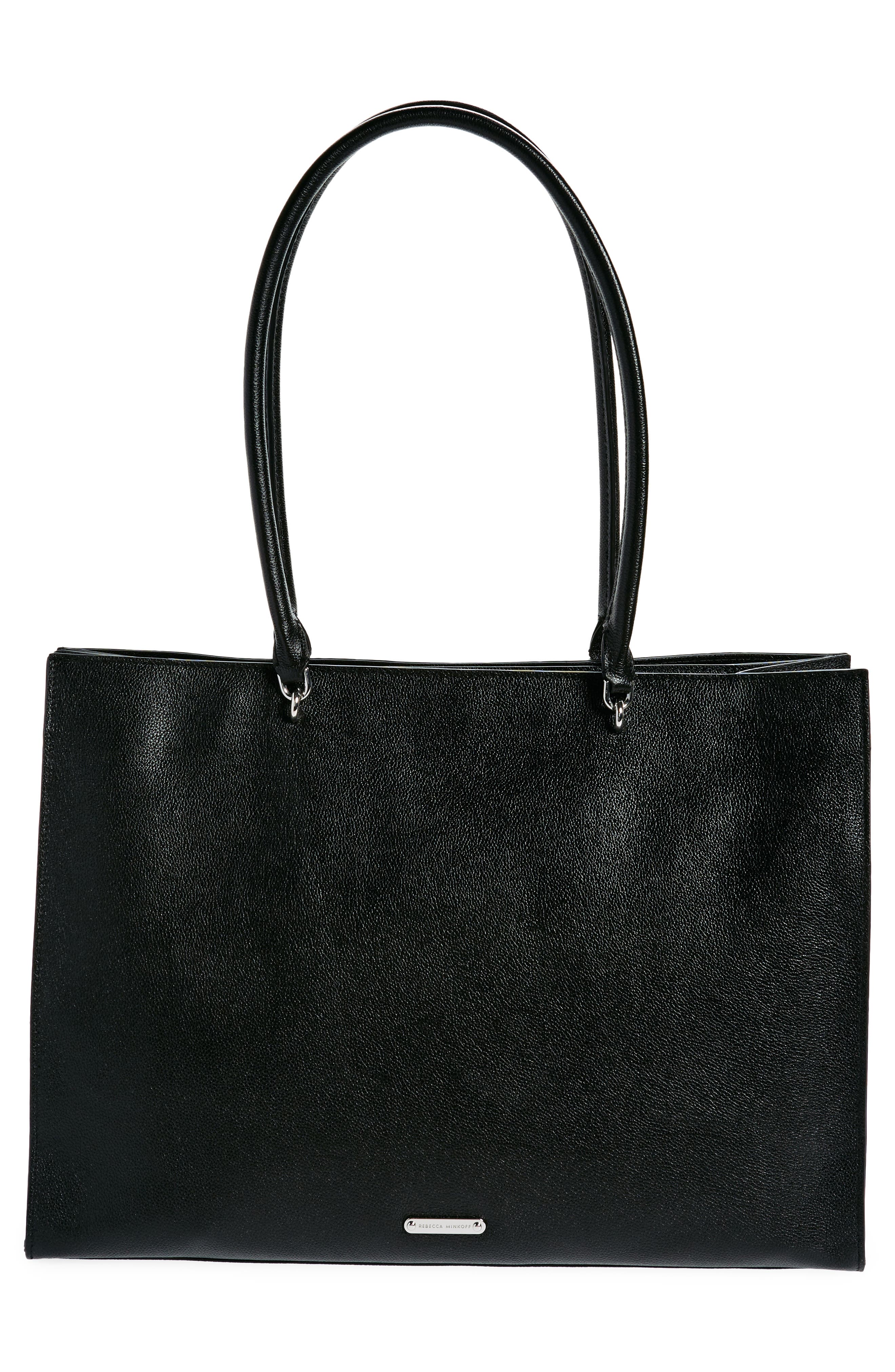 Amour Leather Tote, Alternate, color, BLACK
