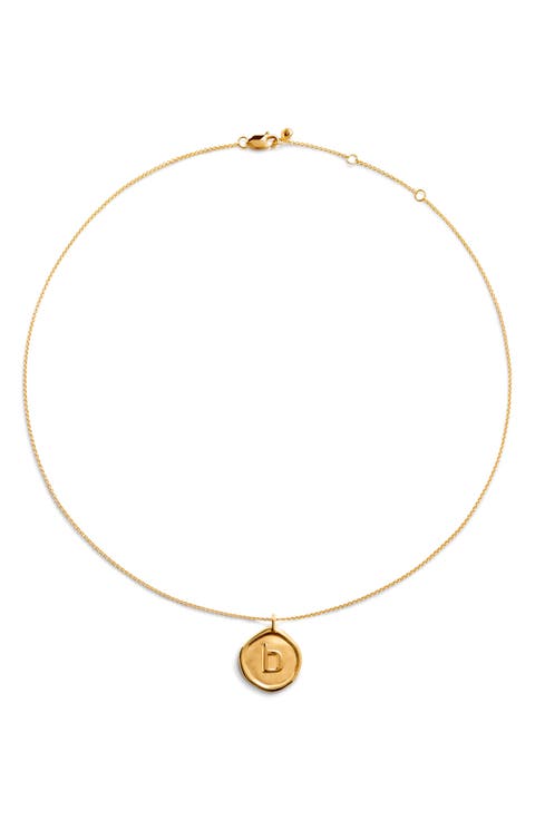 Initial Stamp Pendant Necklace