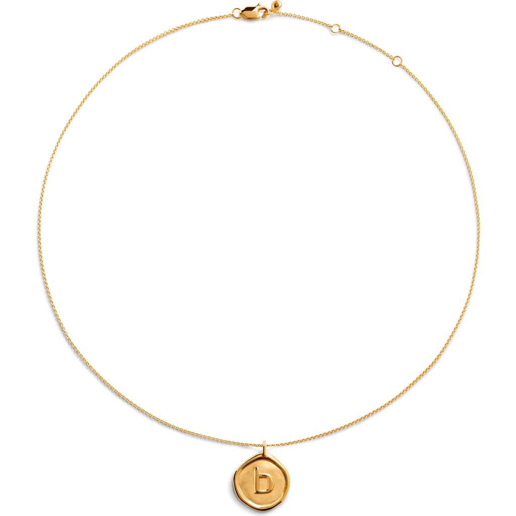 Monica Vinader Initial Stamp Pendant Necklace In 18ct Gold Vermeil B