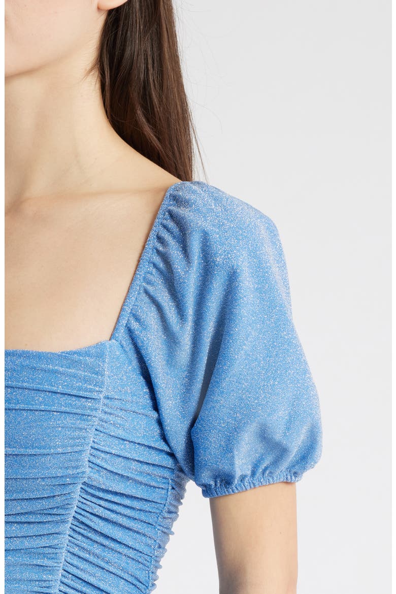 Metallic Ruched Minidress, Alternate, color, CHAMBRAY