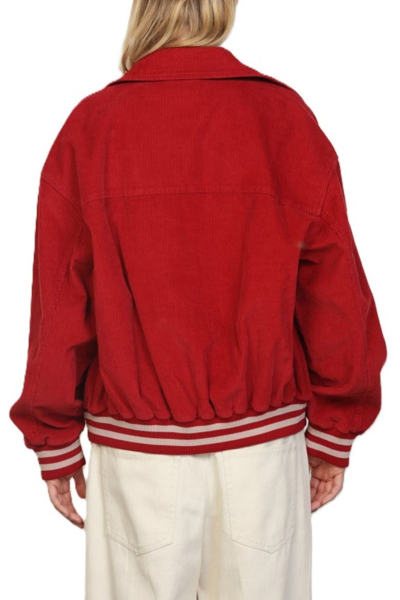 Oversized Corduroy Varsity Jacket, Alternate, color, RED COMBO