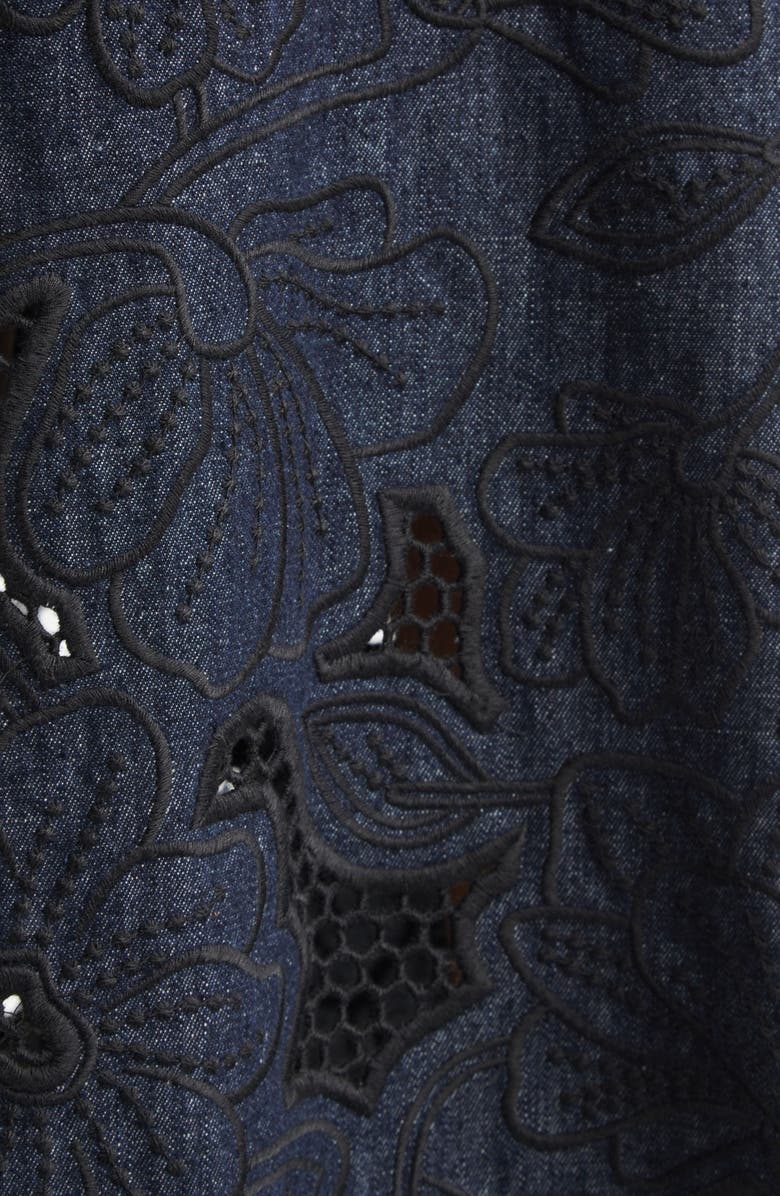 Veronica Beard Rosaura Eyelet Embroidery Denim Dress, Alternate, color, Indigo Rinse