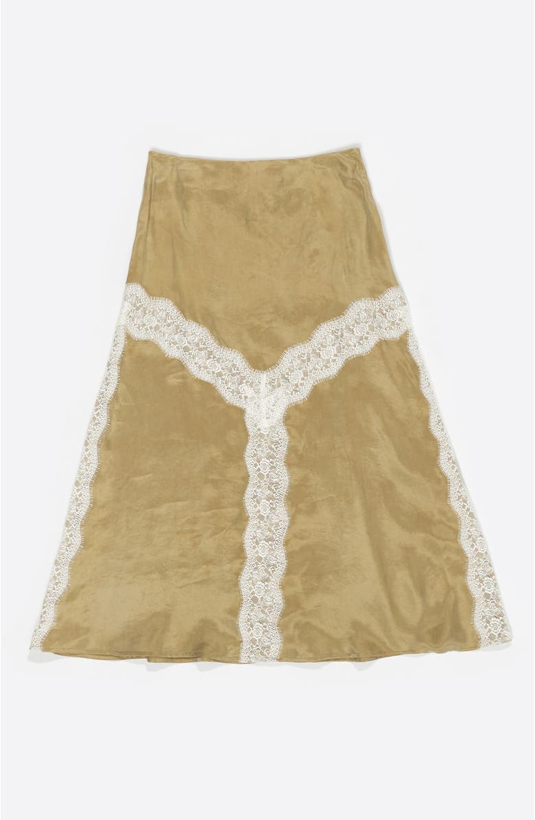 Bimba y Lola Contrast Lace A-Line Skirt, Alternate, color, Light Khaki