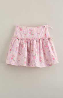 Kids' Floral Faux Wrap Cotton Skirt