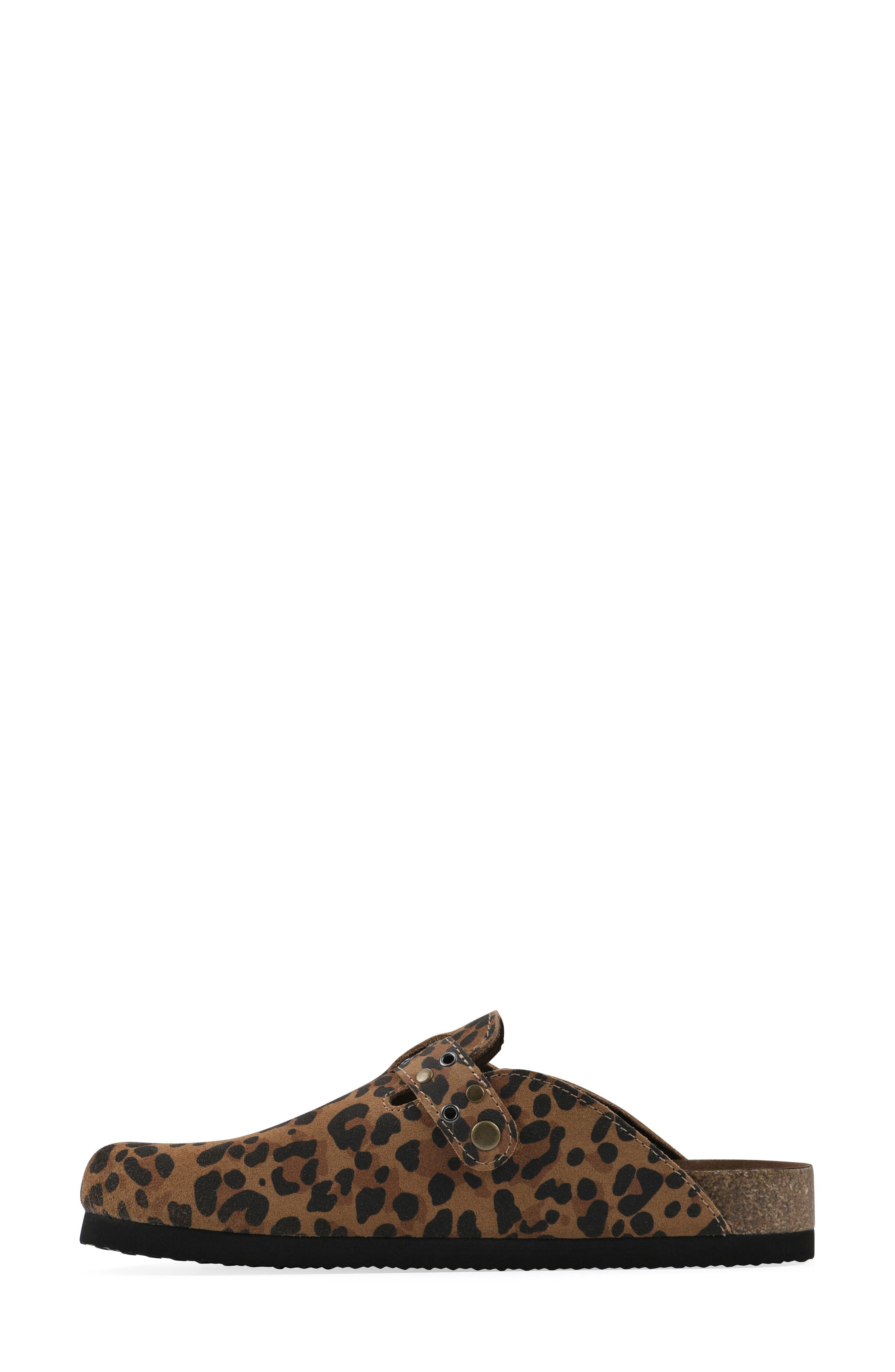 White Mountain Footwear Benben Clog, Alternate, color, Brown/ Leopard/ Suede