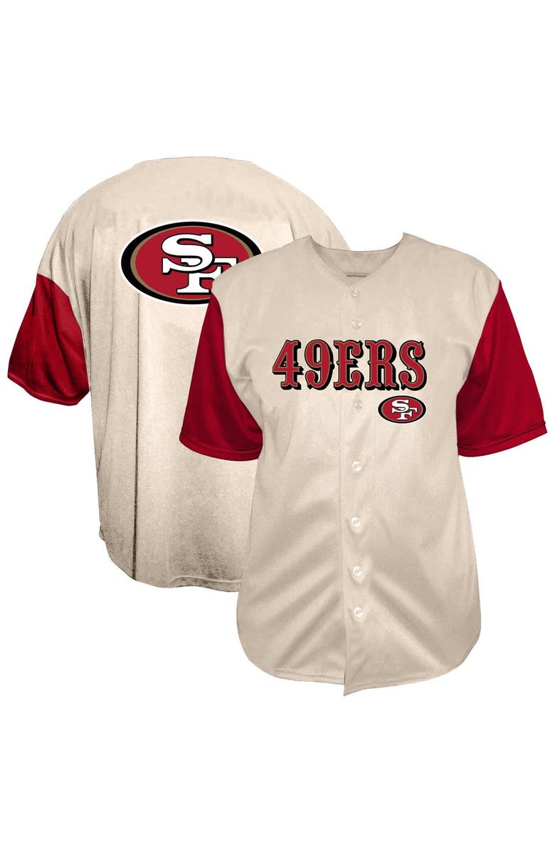 FANATICS Men's Fanatics  Cream San Francisco 49ers Vintage Full-Button Short Sleeve Top, Main, color, 