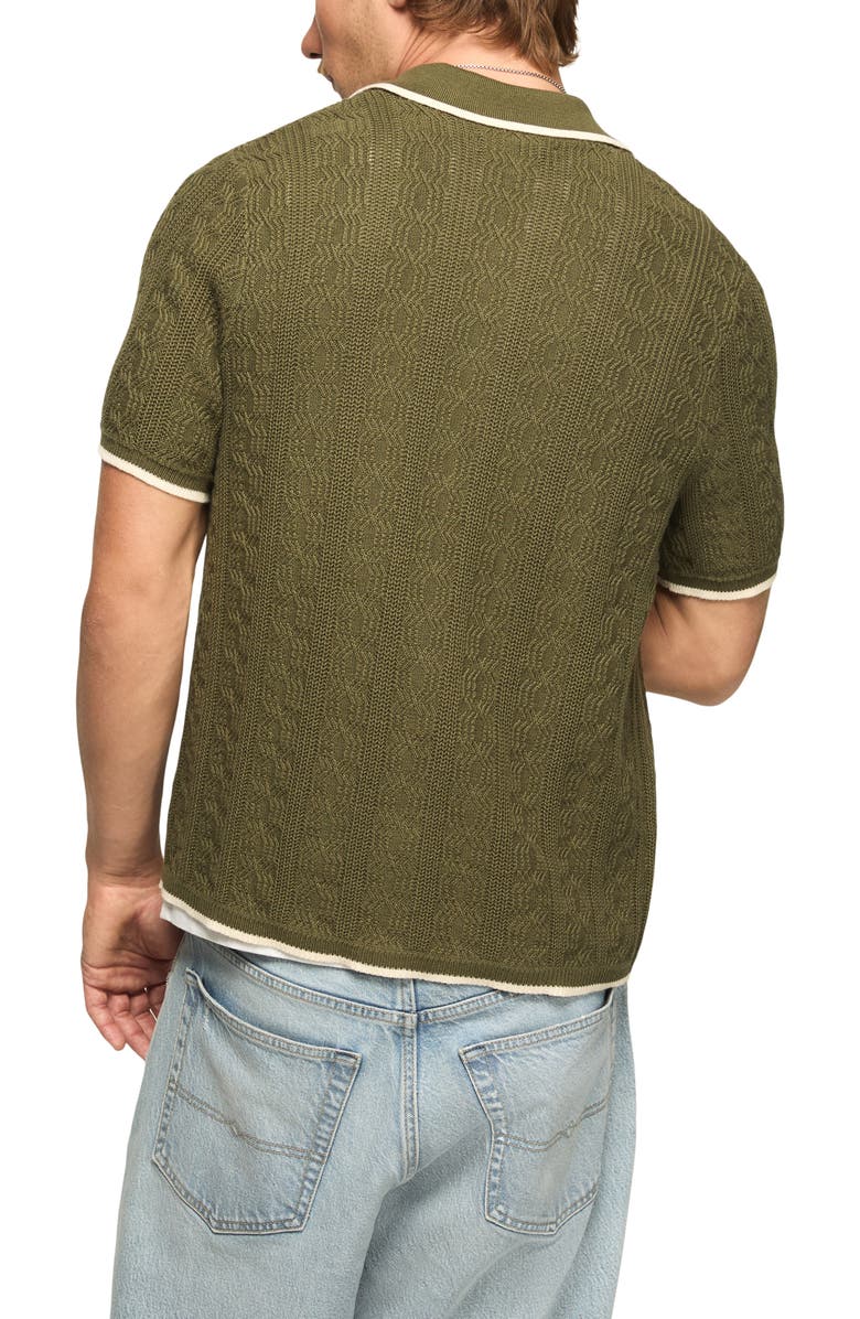 Lucky Brand Tipped Short Sleeve Cardigan, Alternate, color, 