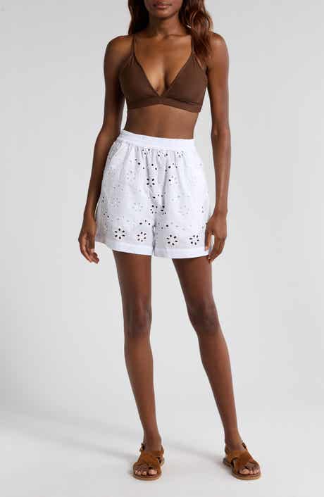 Agua Bendita Watts Eyelet Cover-Up Shorts