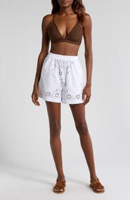 Agua Bendita Watts Eyelet Cover-Up Shorts