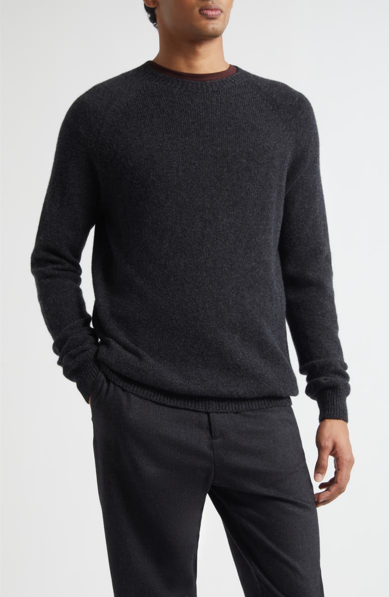 Sunspel Lambswool Crewneck Sweater, Main, color, Charcoal Melange