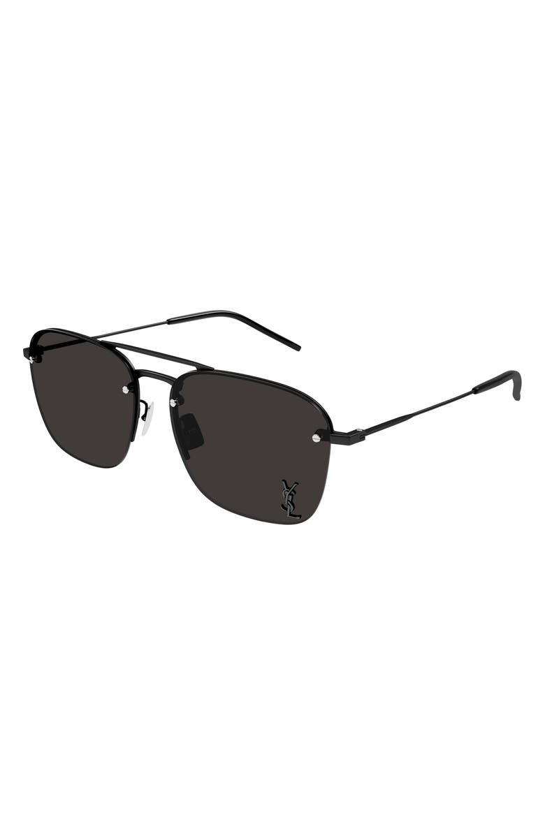 Saint Laurent 59mm Tinted Aviator Sunglasses, Alternate, color,