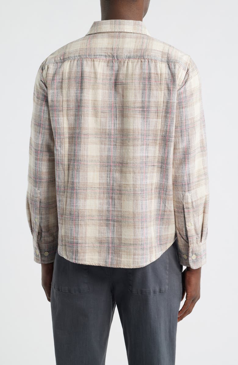 Corridor Rosewood Plaid Cotton Button-Up Shirt, Alternate, color, Natural