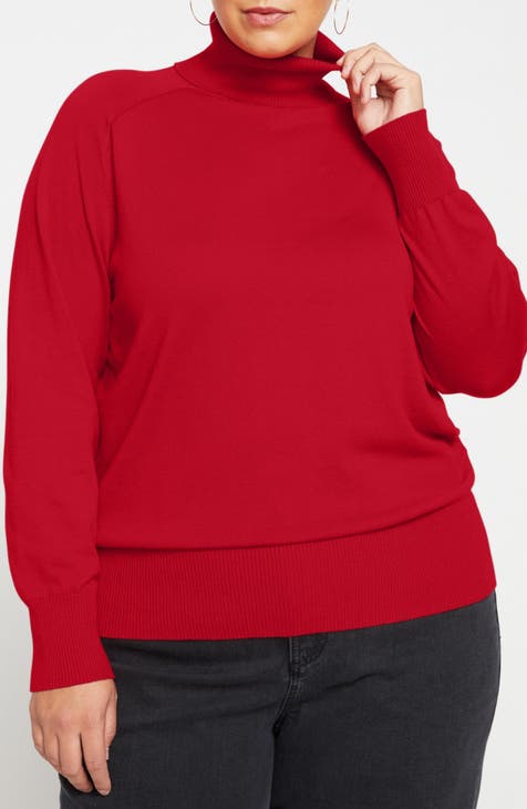 Jones New York Mongolian Cashmere Button Turtleneck 2024 Sweater Red Womens Medium