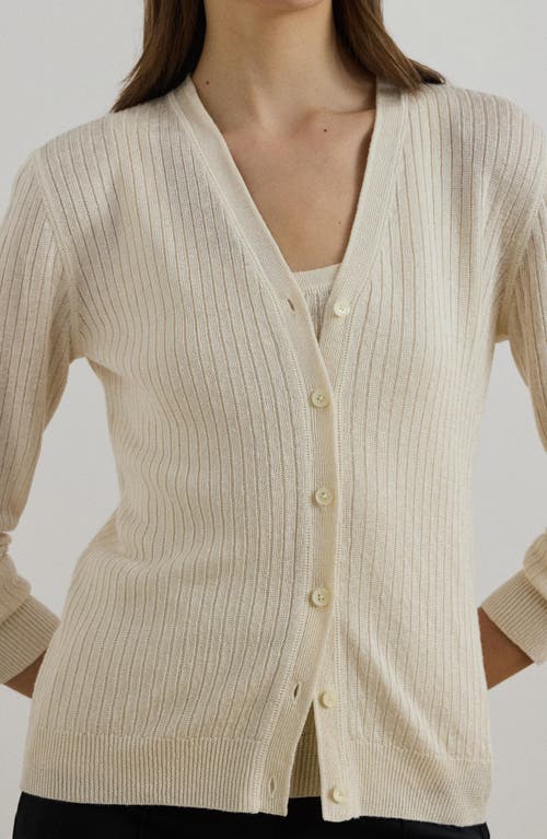 Ralph Lauren Lauren Linen Blend Rib Cardigan In White