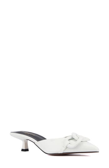 Torgeis Agustina Kitten Heel Mule In White