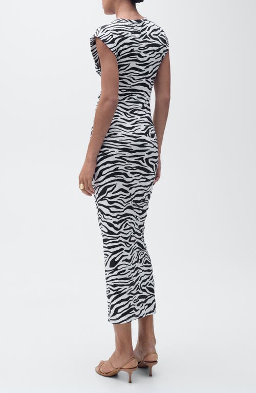 Mango Zebra Print Body-con Midi Dress