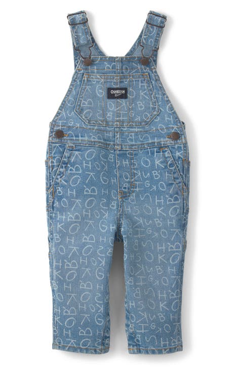 Print Denim Overalls