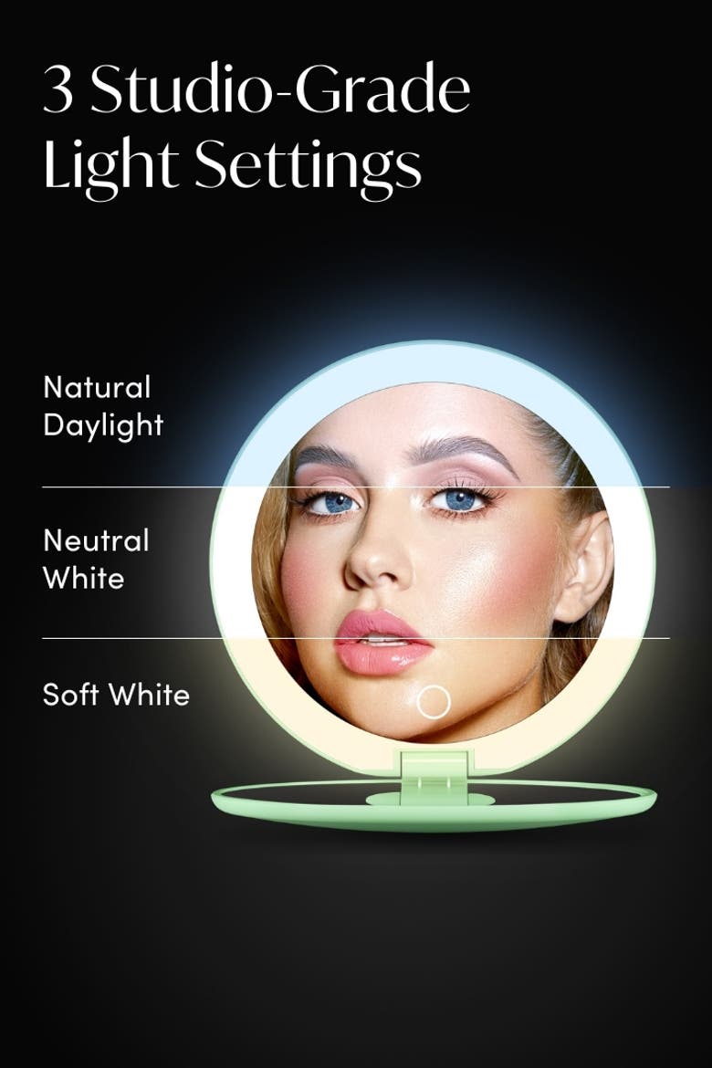 Taylor LED Compact Mirror, Alternate, color, Mint Green