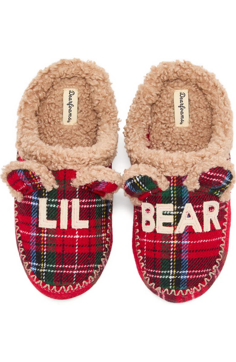 DEARFOAMS Lil Bear Closed Back Slipper, Main, color, Plaid